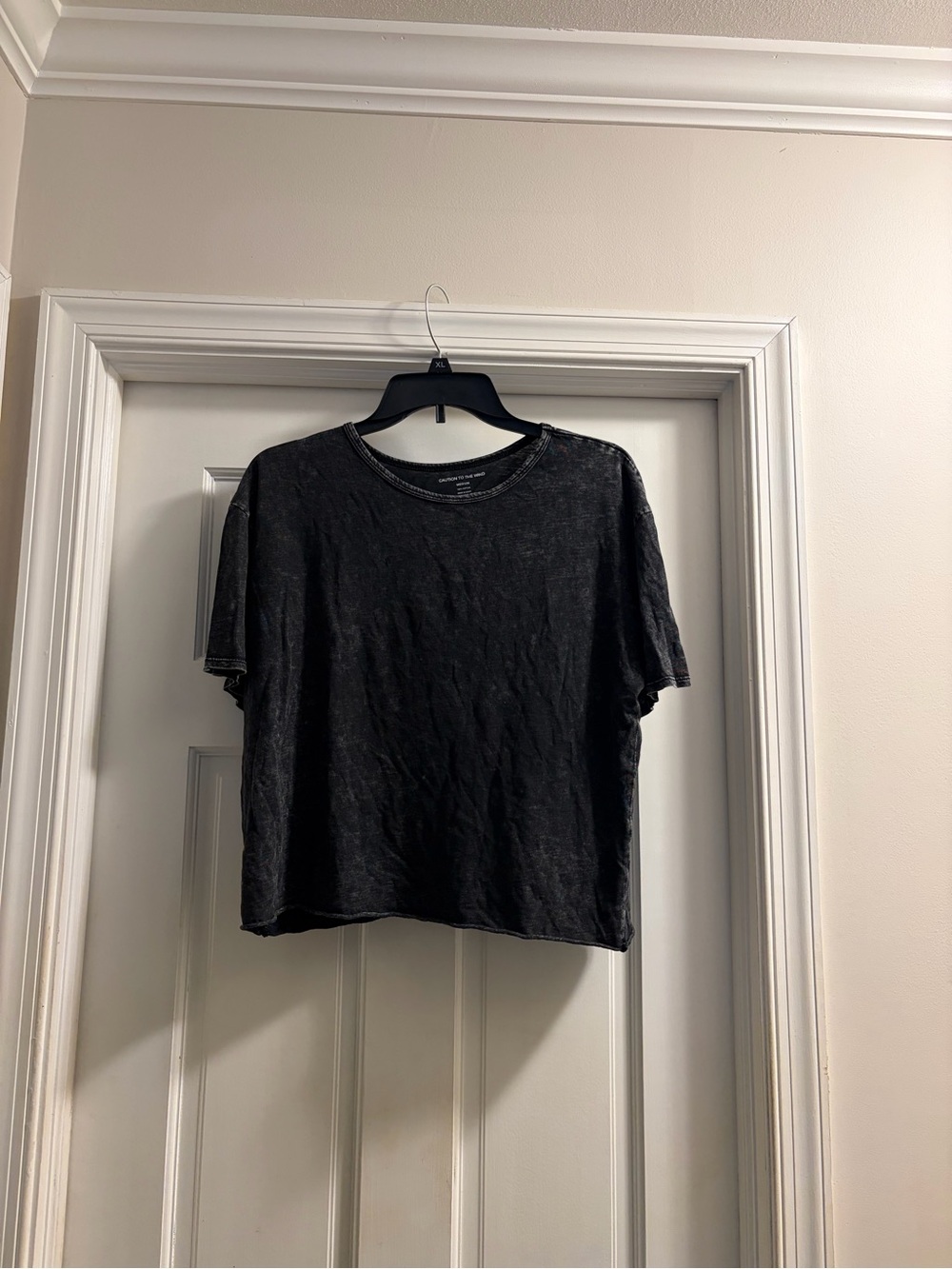 Caution To The Wind Black Washed Crew Neck Tee
